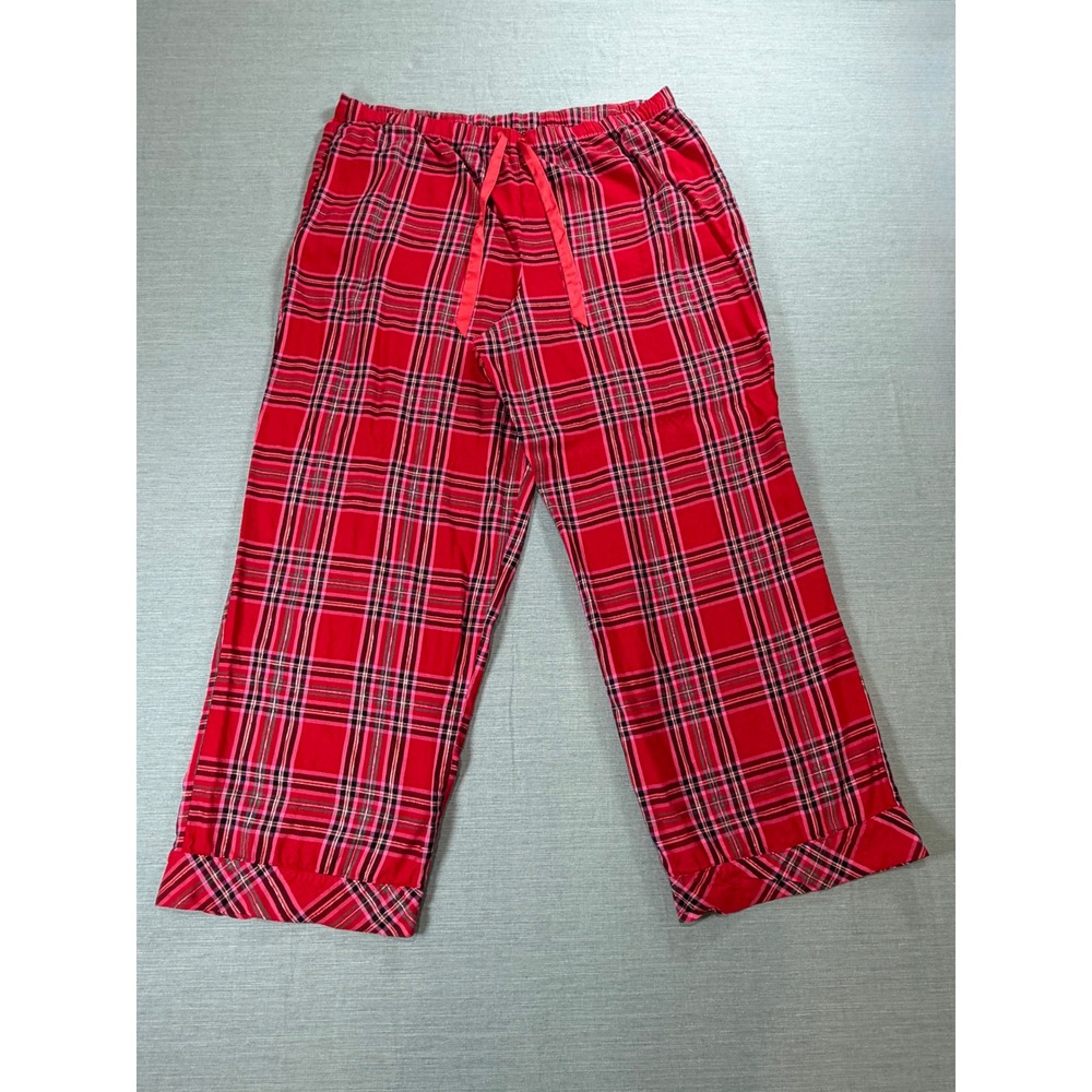 Victoria's Secret Pajama Pants Womens XXL Red Good Plaid Metallic Lurex Lounge